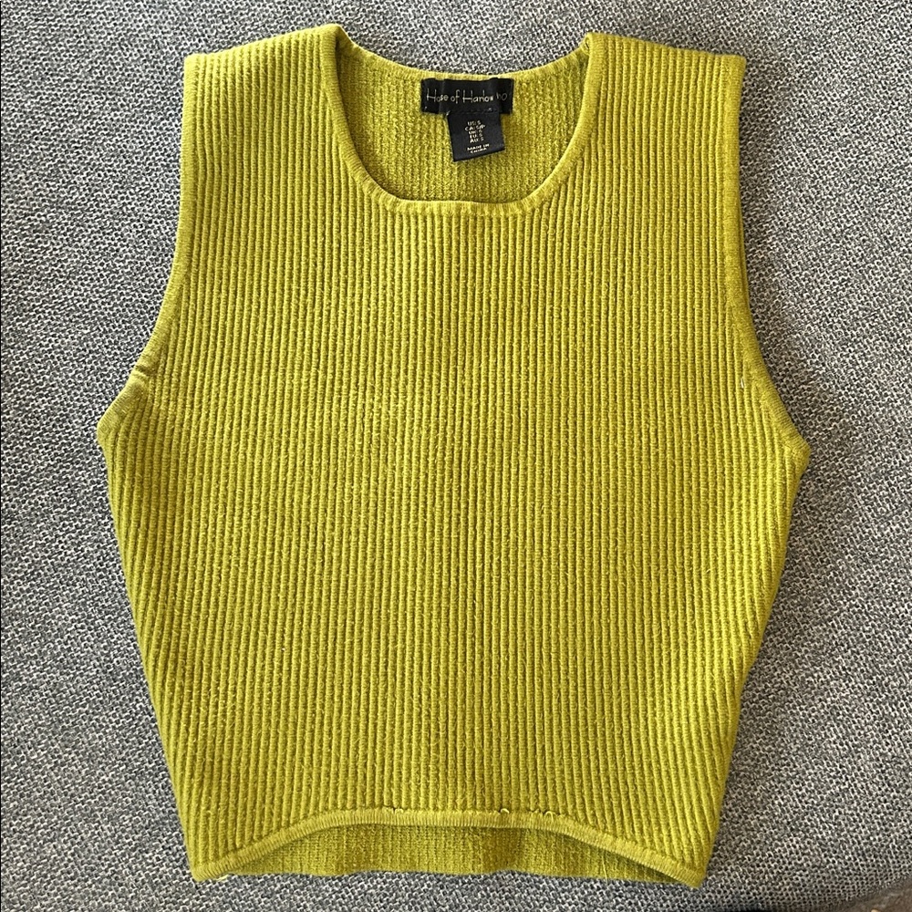 House of Harlow 1960 Olive Ribbed Crop Top Women’s Size S Lime Green stretch